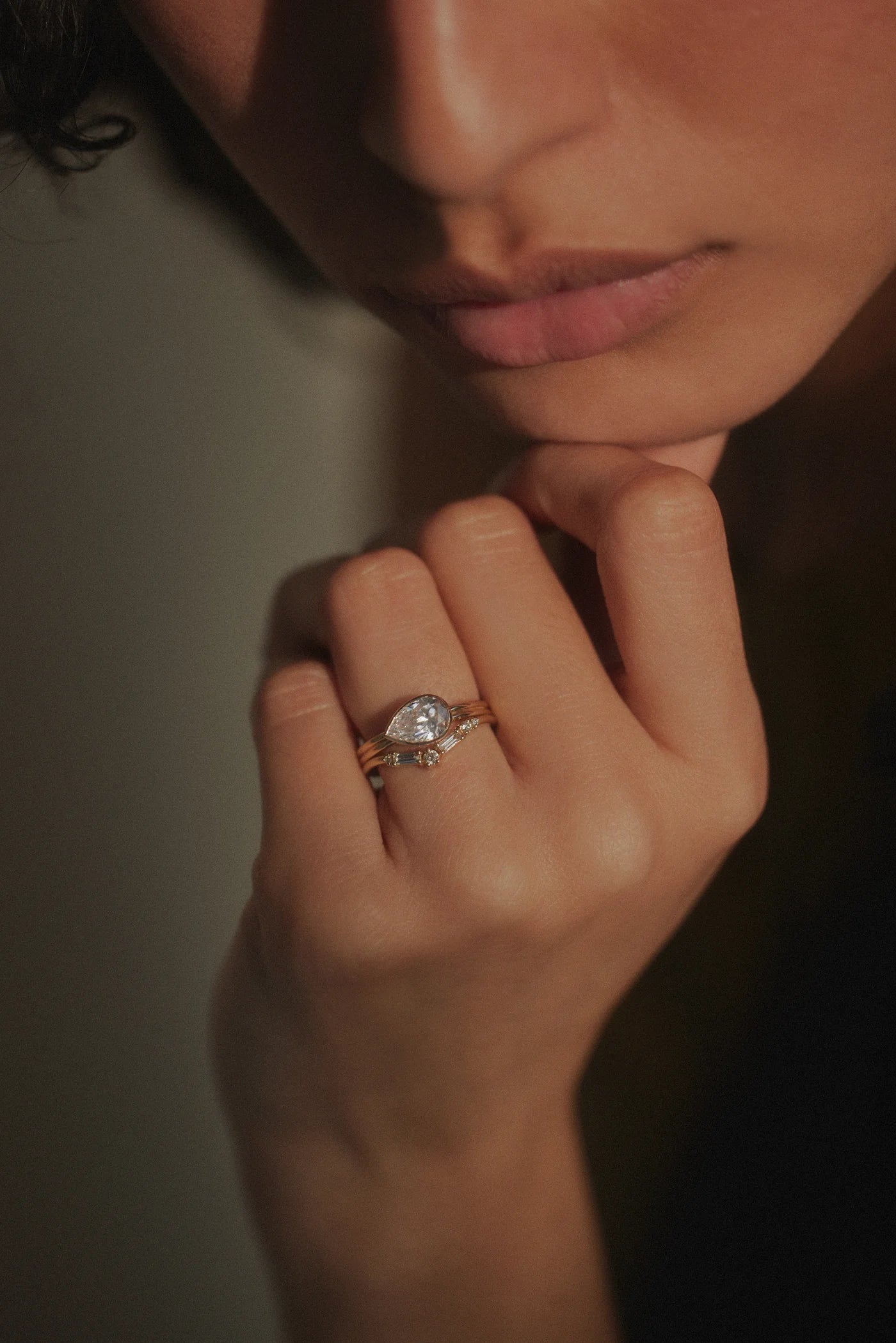 Pear Cut Diamond Ridge Solitaire Ring — Commitment, Curated