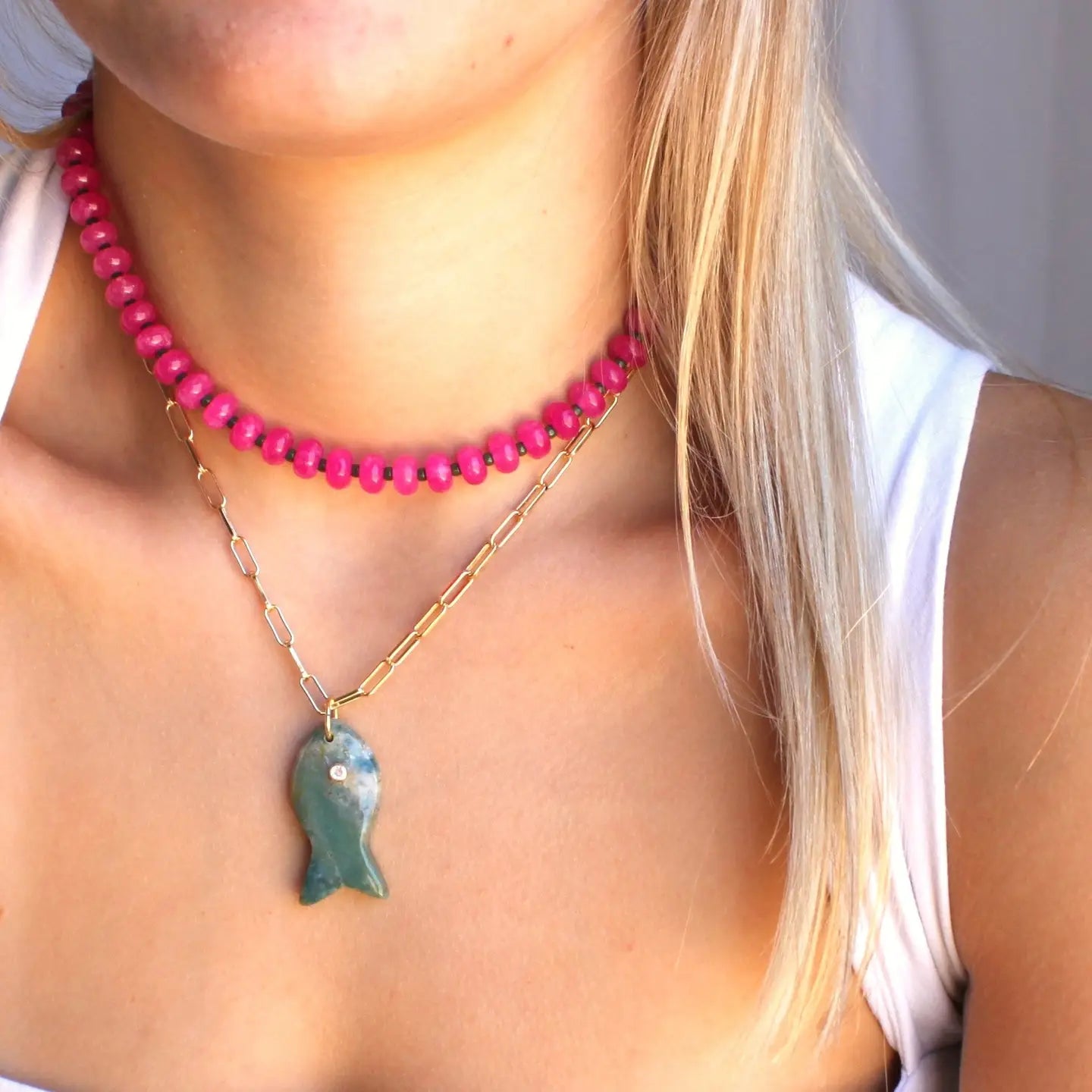 Large Lapis Fish Necklace