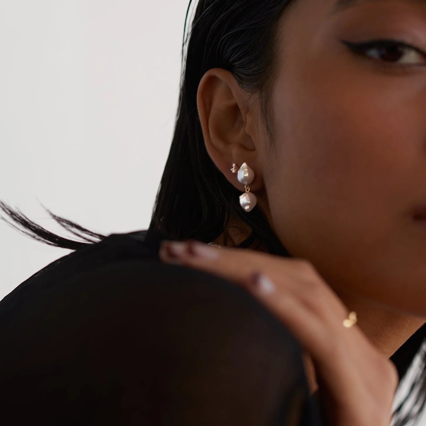 Double Akoya Duo Earrings - White — Wedding Day Edit