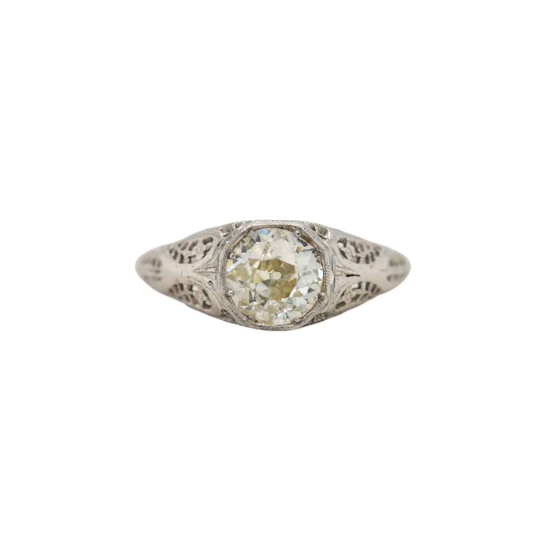 Art Deco Filigree Diamond Engagement Ring