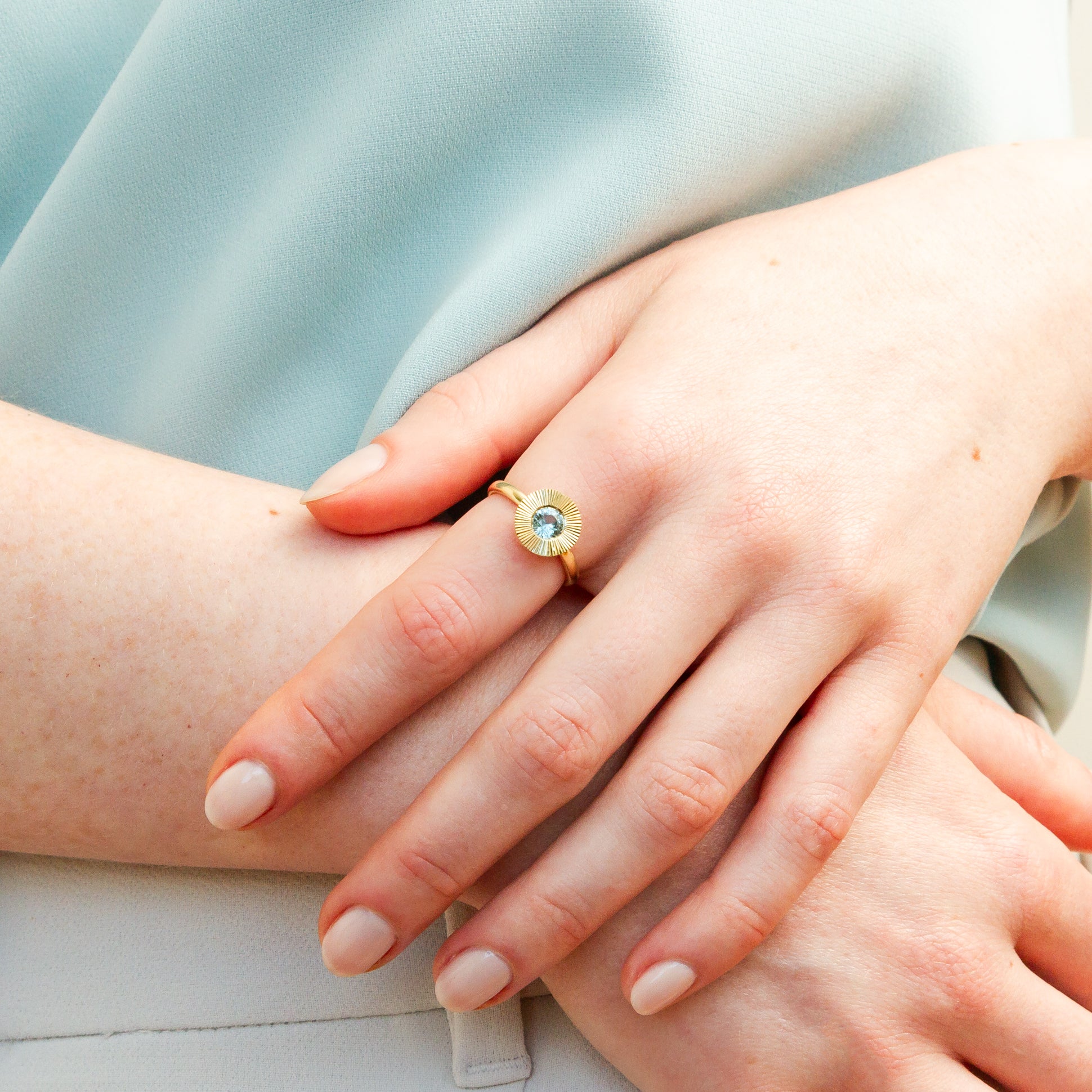 Teal Montana Sapphire Aurora Ring