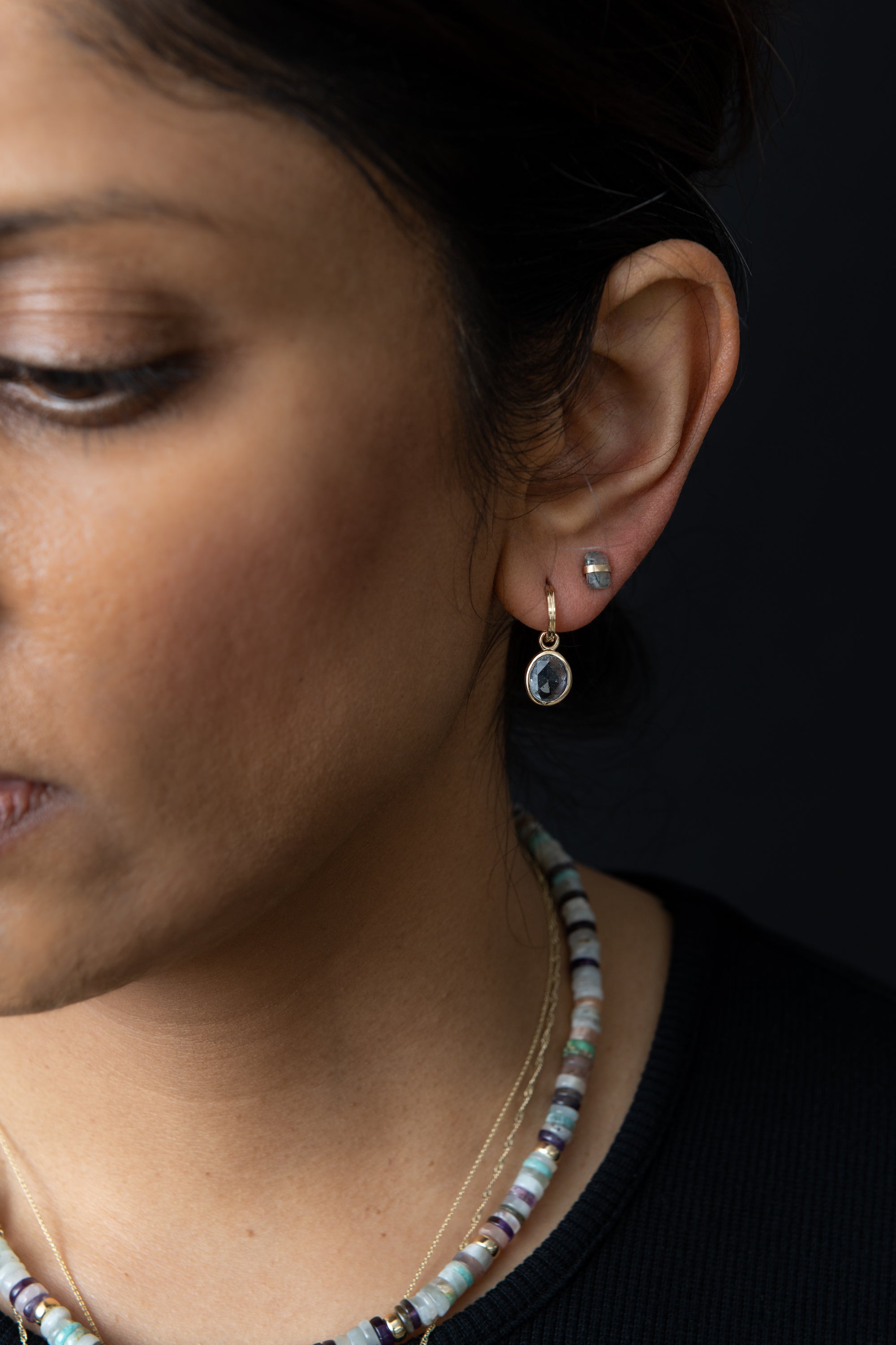 One Of A Kind Mixed Slice Sapphire Hugger Hoops