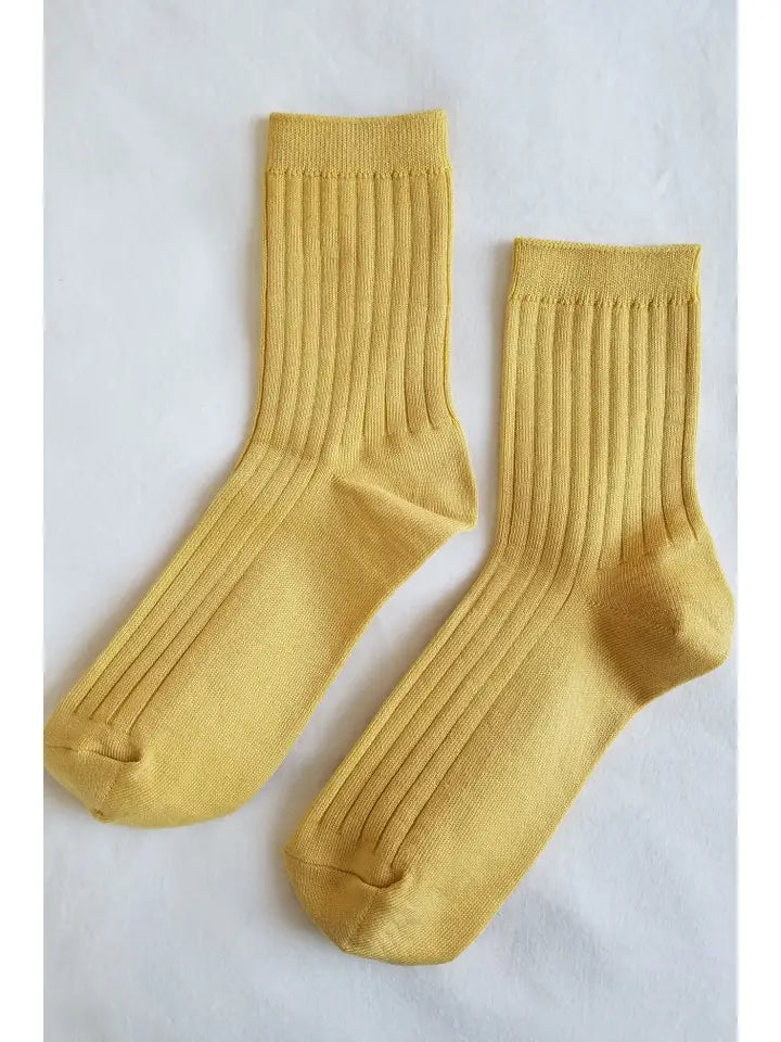 Le Bon Shoppe Her Socks - Mercerized Combed Cotton Rib - Buttercup