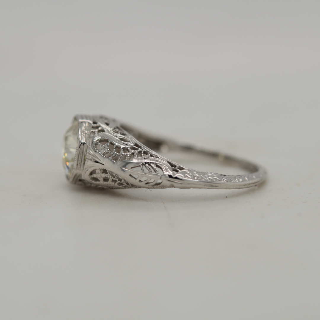 Art Deco Filigree Diamond Engagement Ring