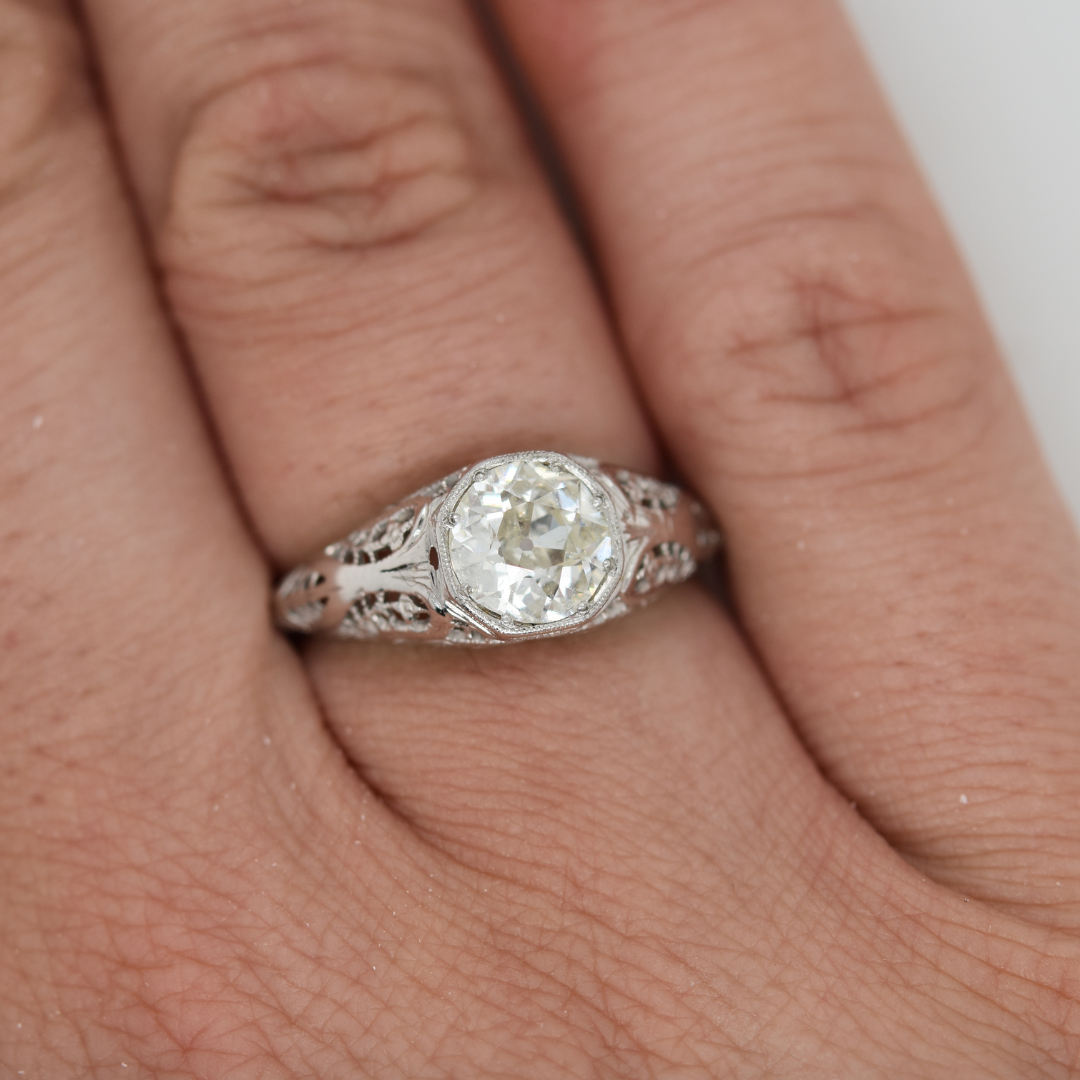 Art Deco Filigree Diamond Engagement Ring