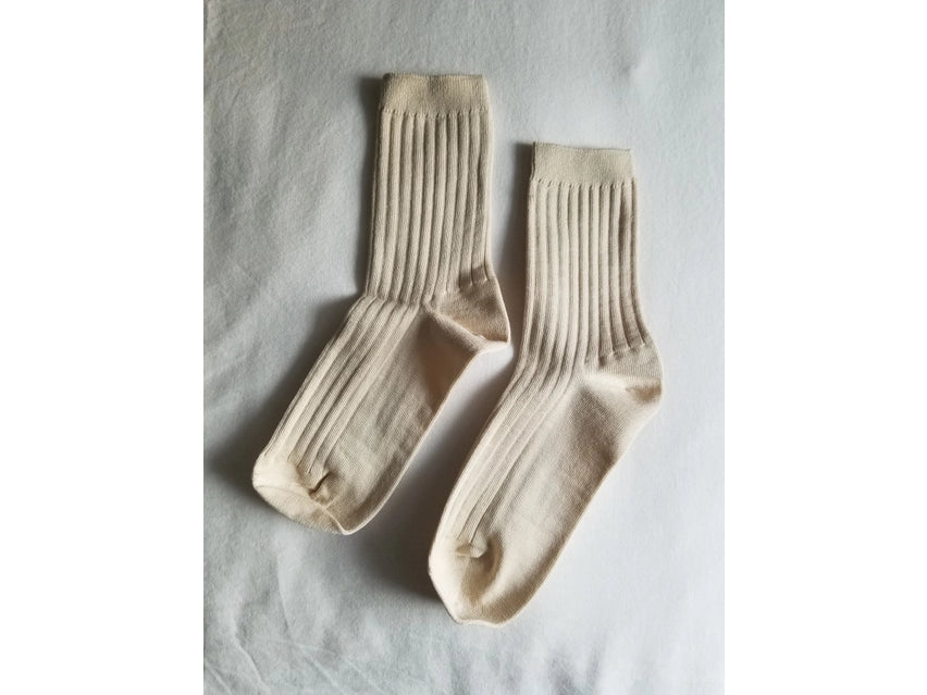 Le Bon Shoppe Her Socks - Mercerized Combed Cotton Rib - Porcelain