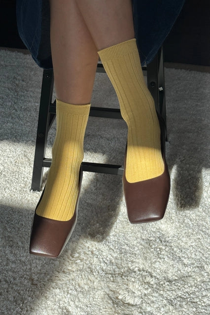 Le Bon Shoppe Her Socks - Mercerized Combed Cotton Rib - Buttercup