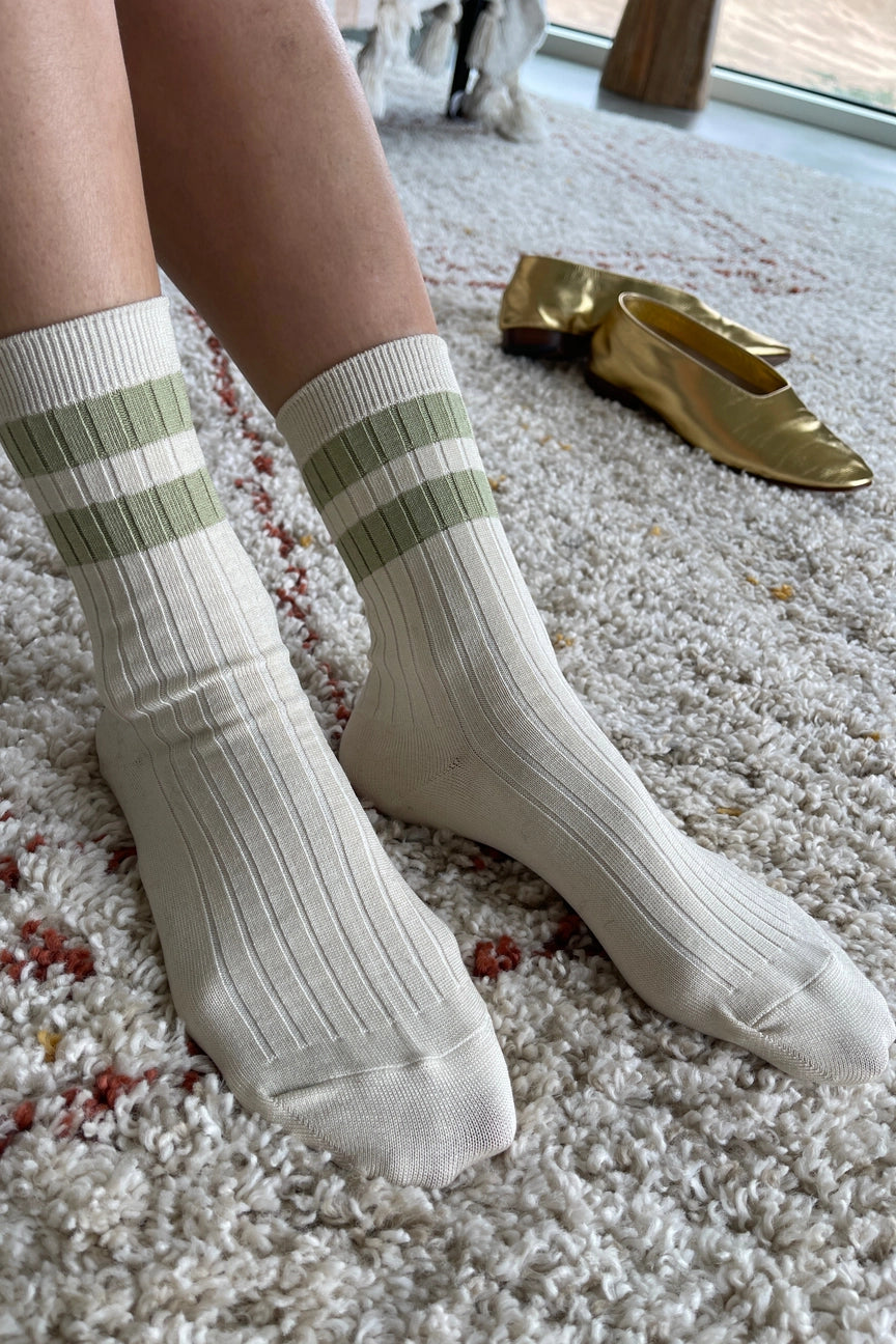 Le Bon Shoppe Her Varsity Socks - Guacamole