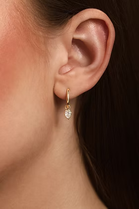 Pear Diamond Dangle Hoops