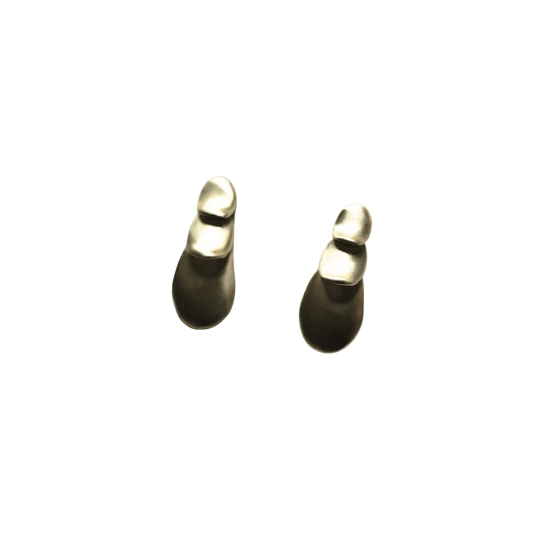 Narrow Tiered Drop Brass Earrings — 8.6.4 Trunk Show