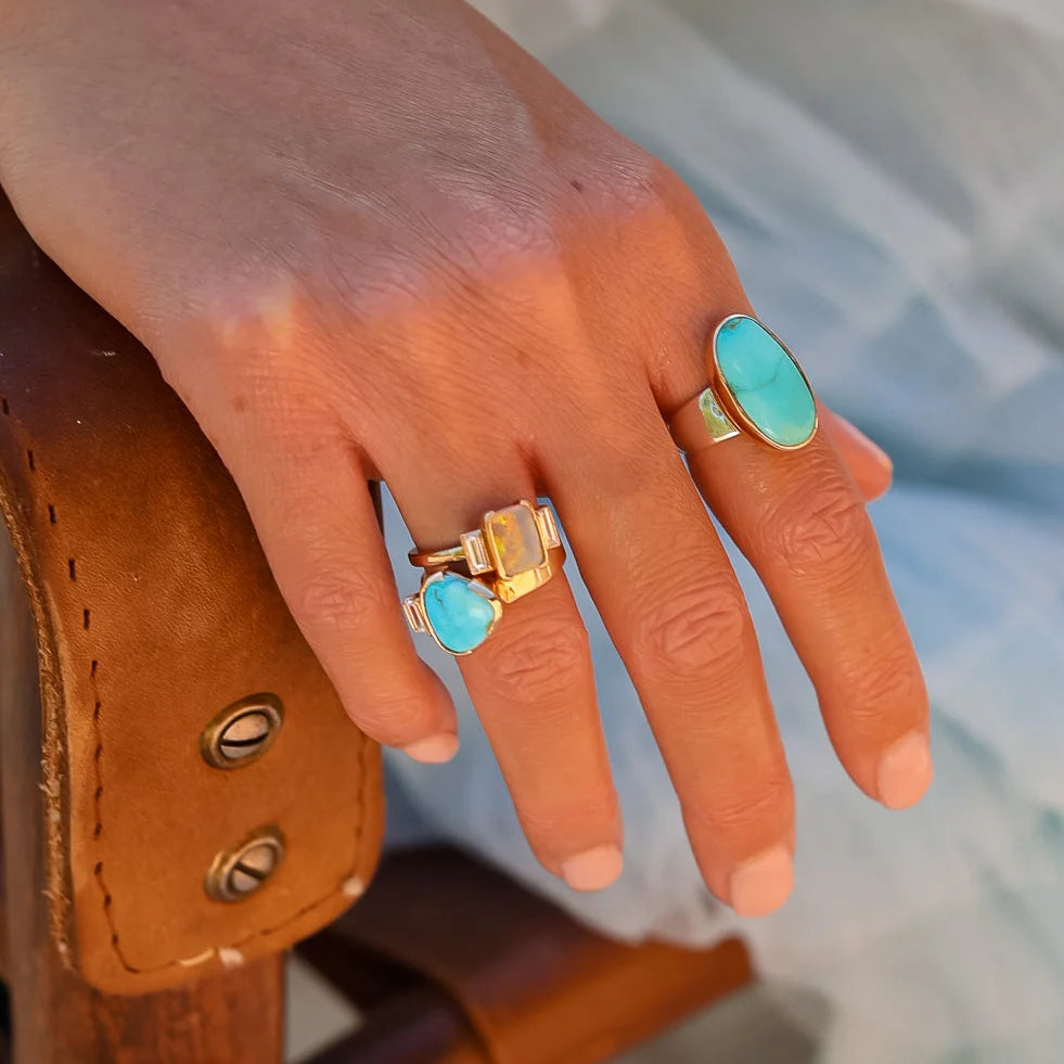 Prismatic Opal & Diamond Ring