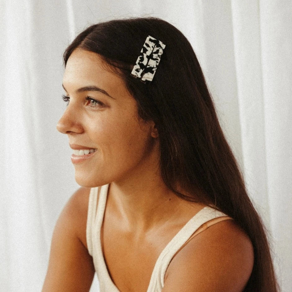 Hair Clips: Flora in Black & White