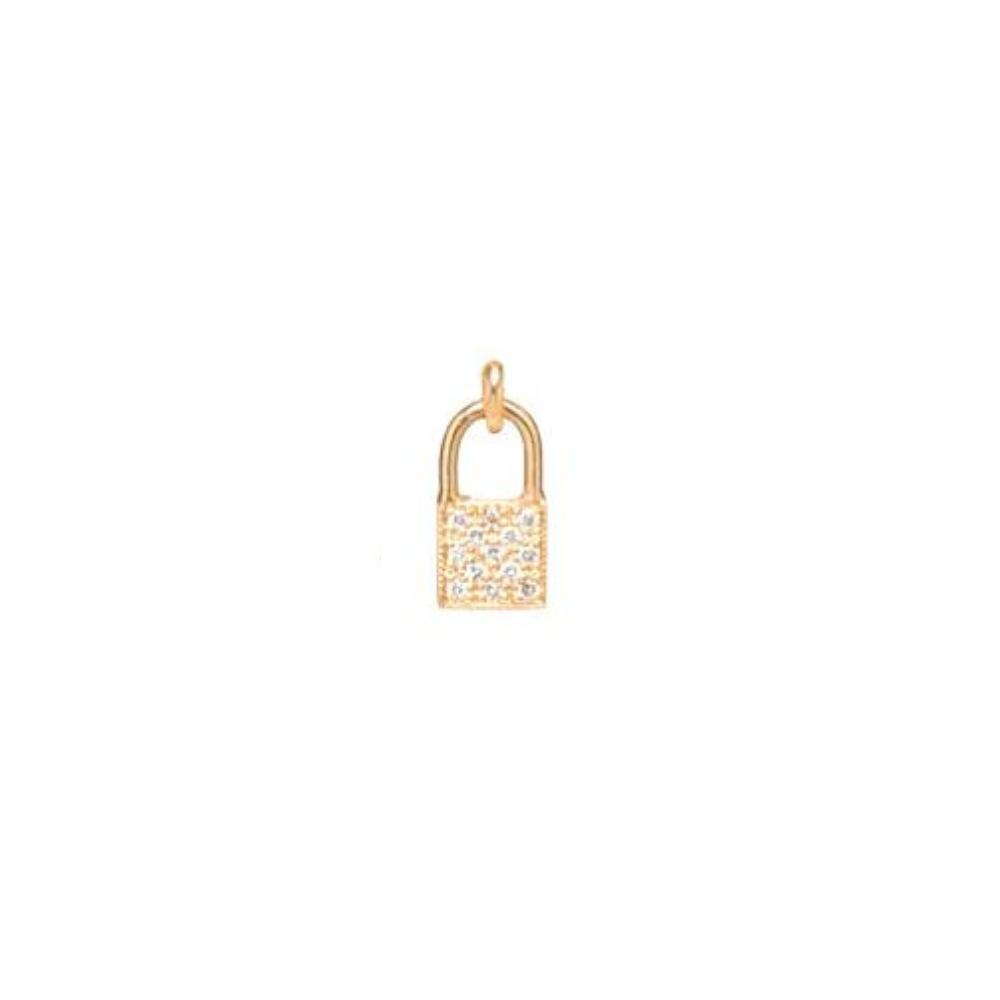 Welded Endless Bracelet - Pave Diamond Padlock Charm