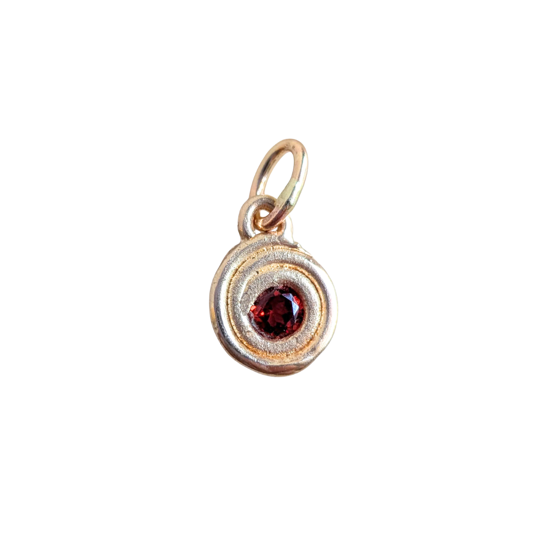 Mini Garnet Spiral Charm