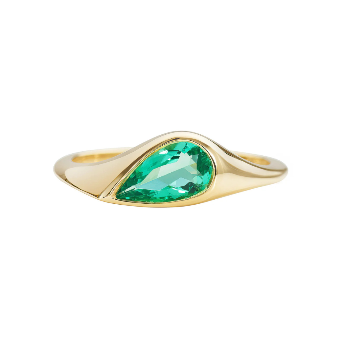 Solitaire Ring with Pear Cut Emerald — Commitment, Curated