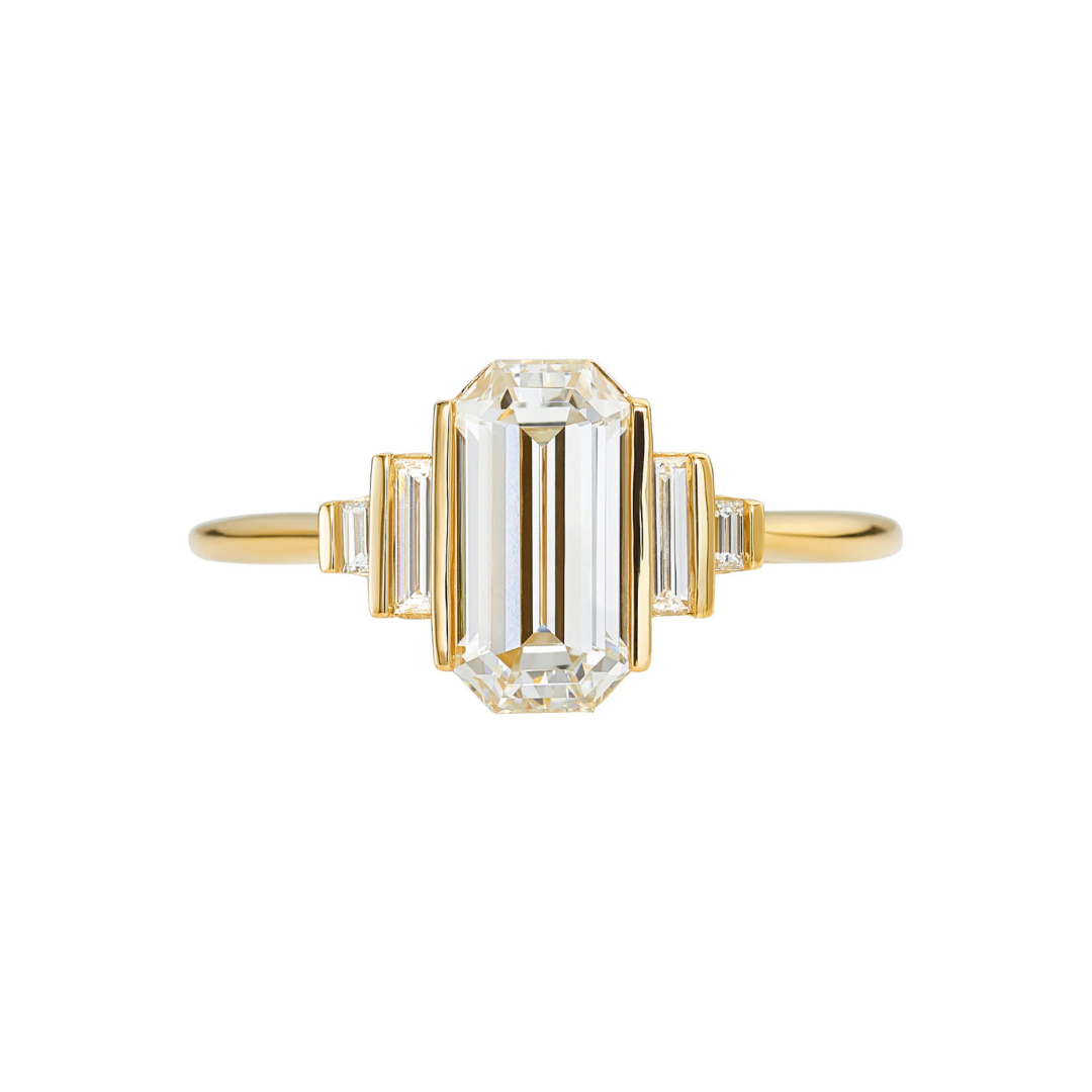Geometric Emerald Cut Diamond Ring