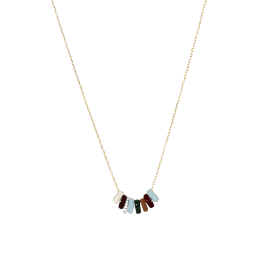 Ivy League Diamond + Enamel Mini Bead Necklace