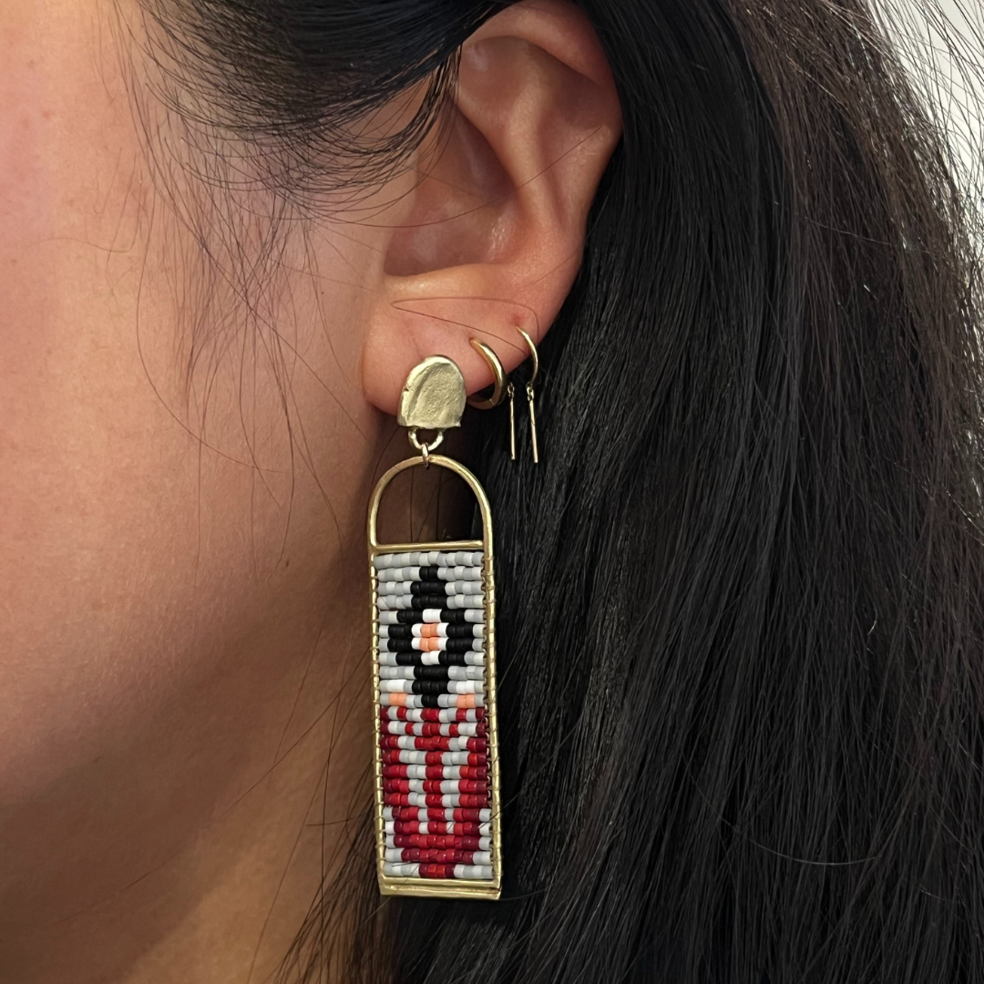 Tapestry Earrings - Anemone Maroon