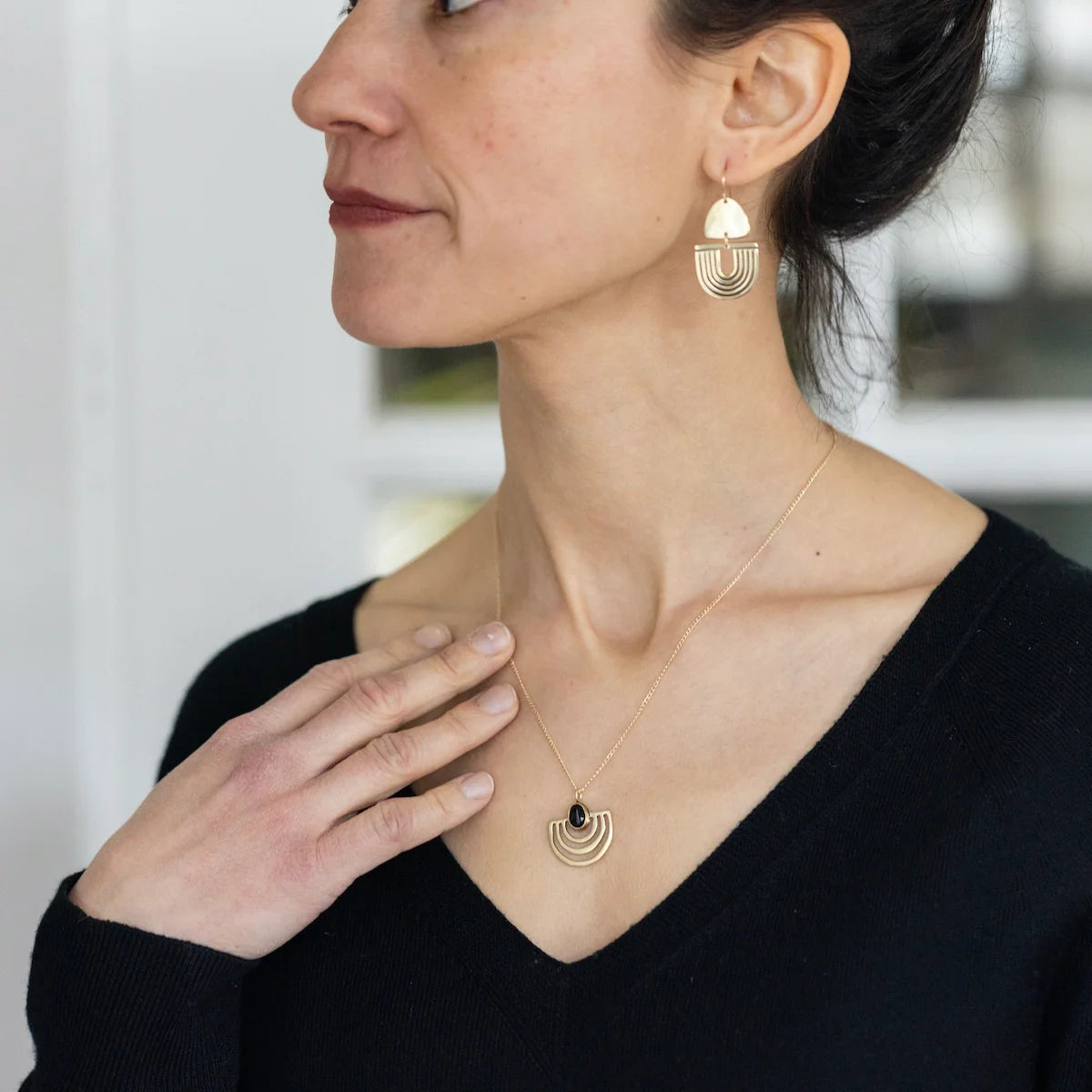 Arco Earrings - Brass