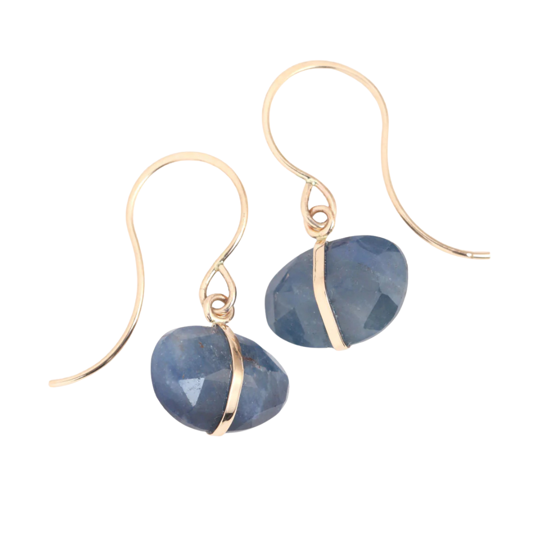 Blue Sapphire Single Drop Earrings