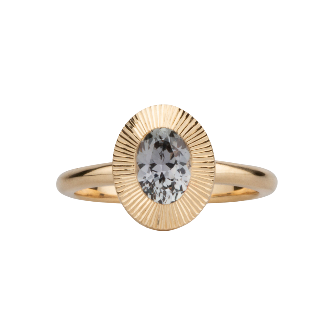 Silver Oval Montana Sapphire Aurora Ring
