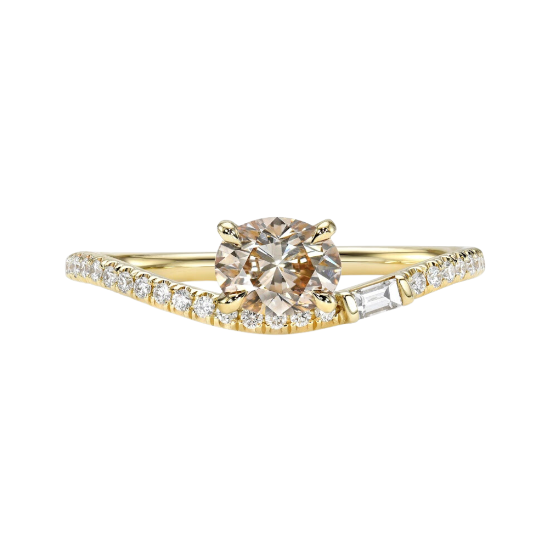 Pavé Floating Ellipse with Oval Champagne Diamond — Commitment, Curated
