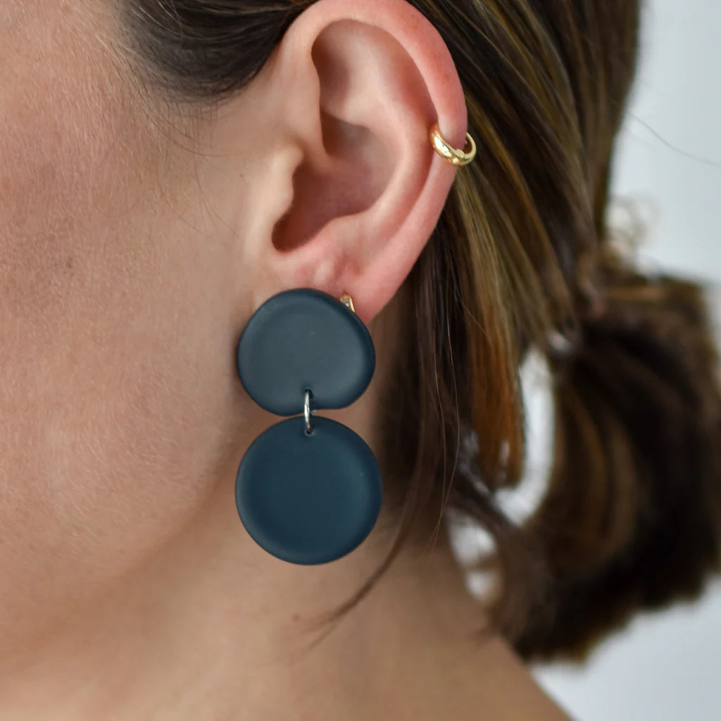 Circle Drop Earrings - Midnight