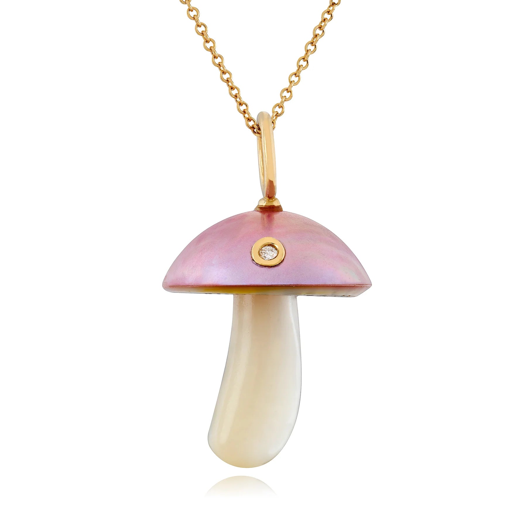 Pink Mabe Pearl Mushroom With Diamond — Maura Green Trunk Show