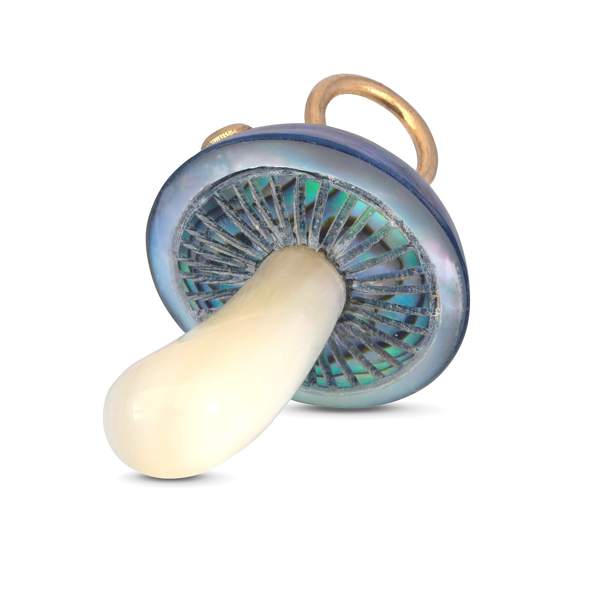 Blue Mabe Pearl and Diamond Magic Mushroom Charm — Maura Green Trunk Show
