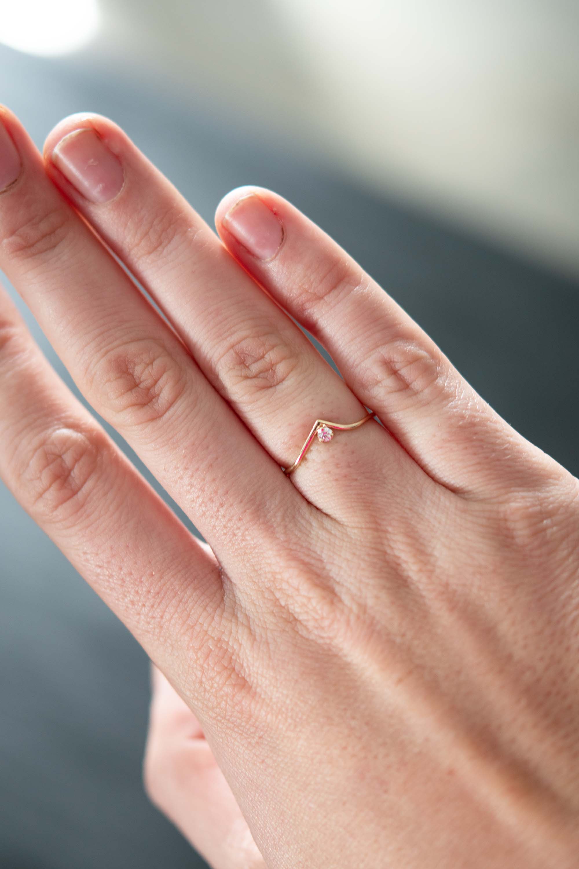 Tiny Check Mark Diamond Ring