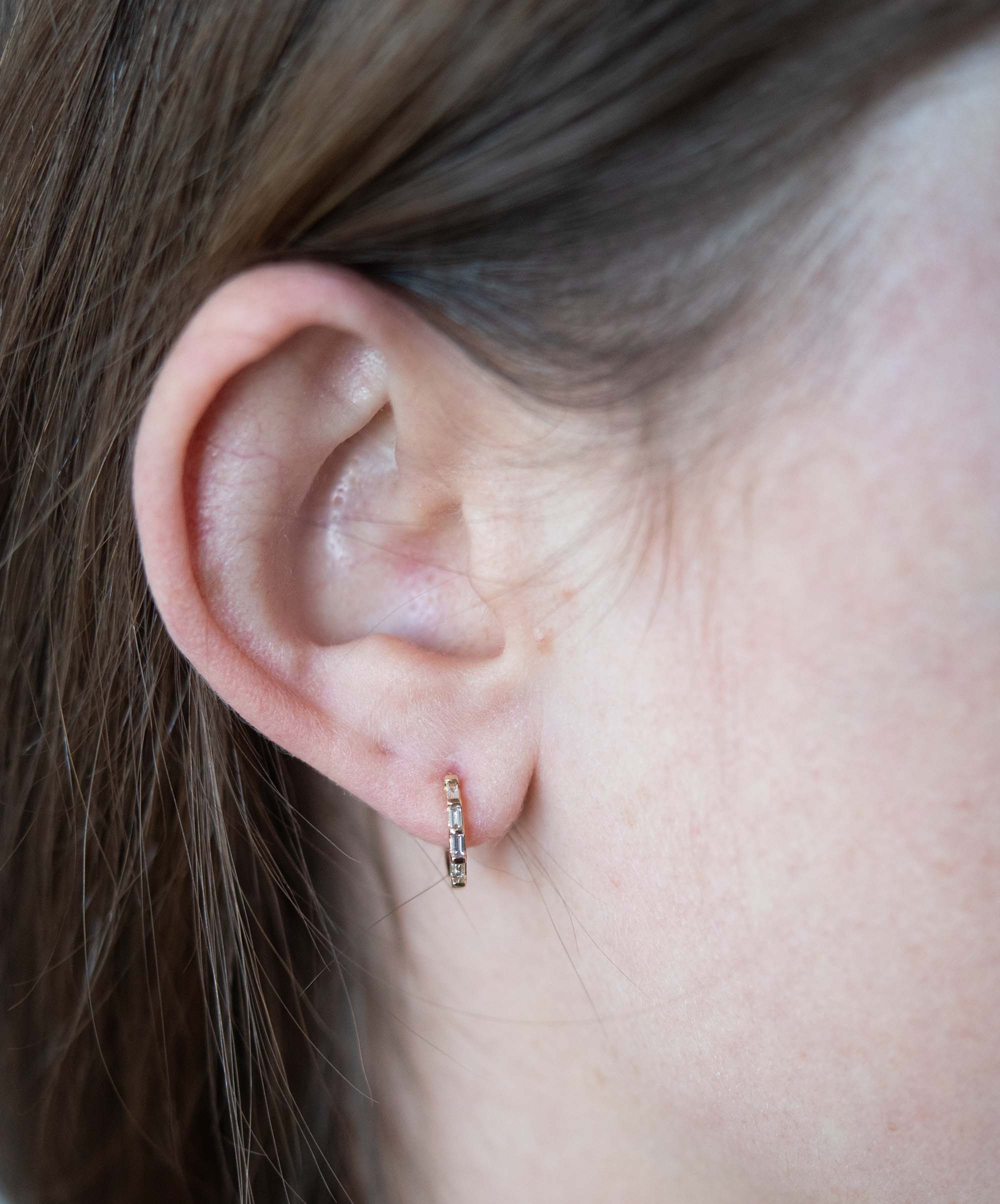Diamond Baguette Huggie Hoops