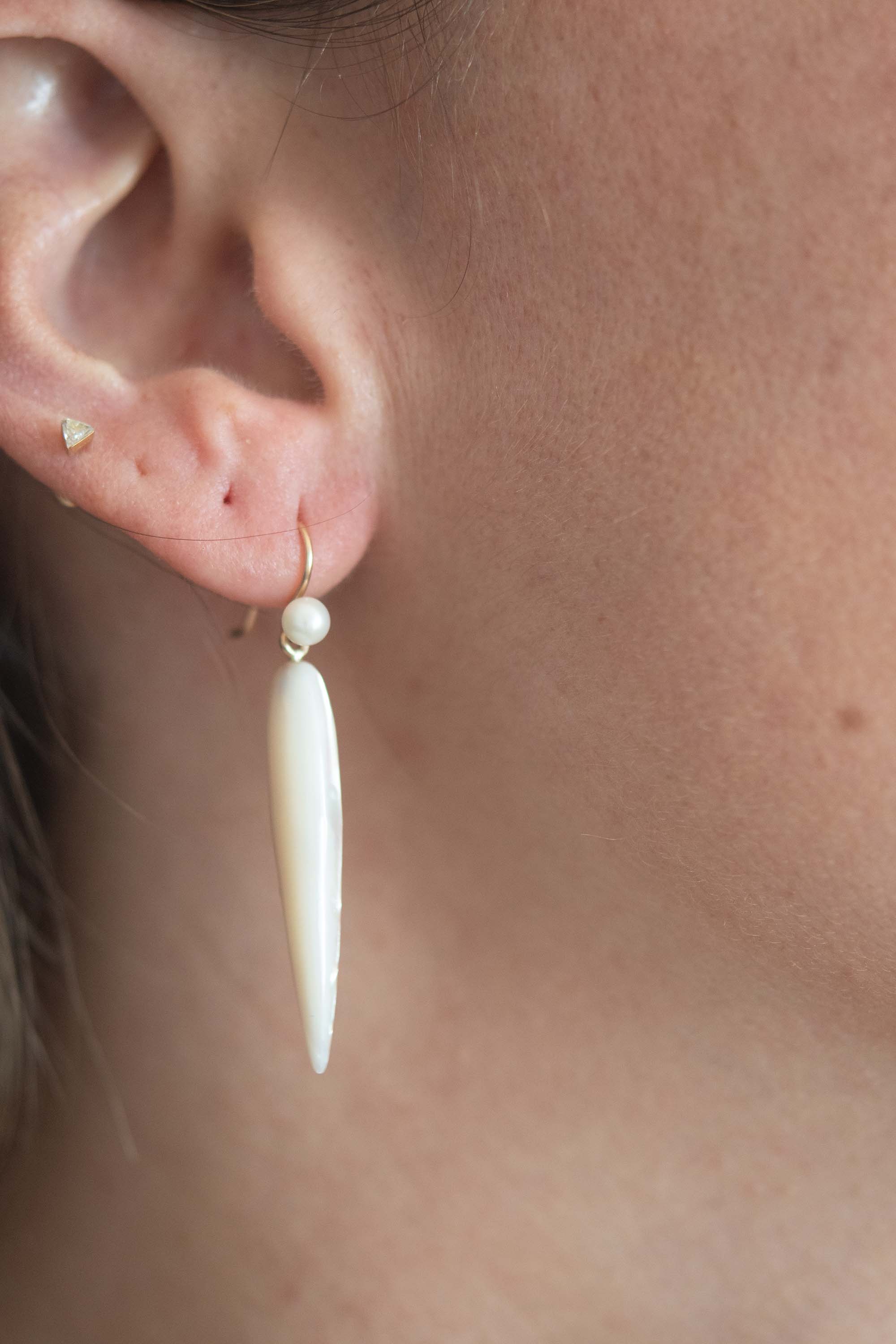 Chan Mother of Pearl Tear Earrings