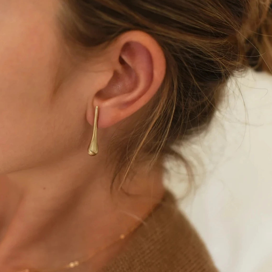 Long Silver Drop Stud
