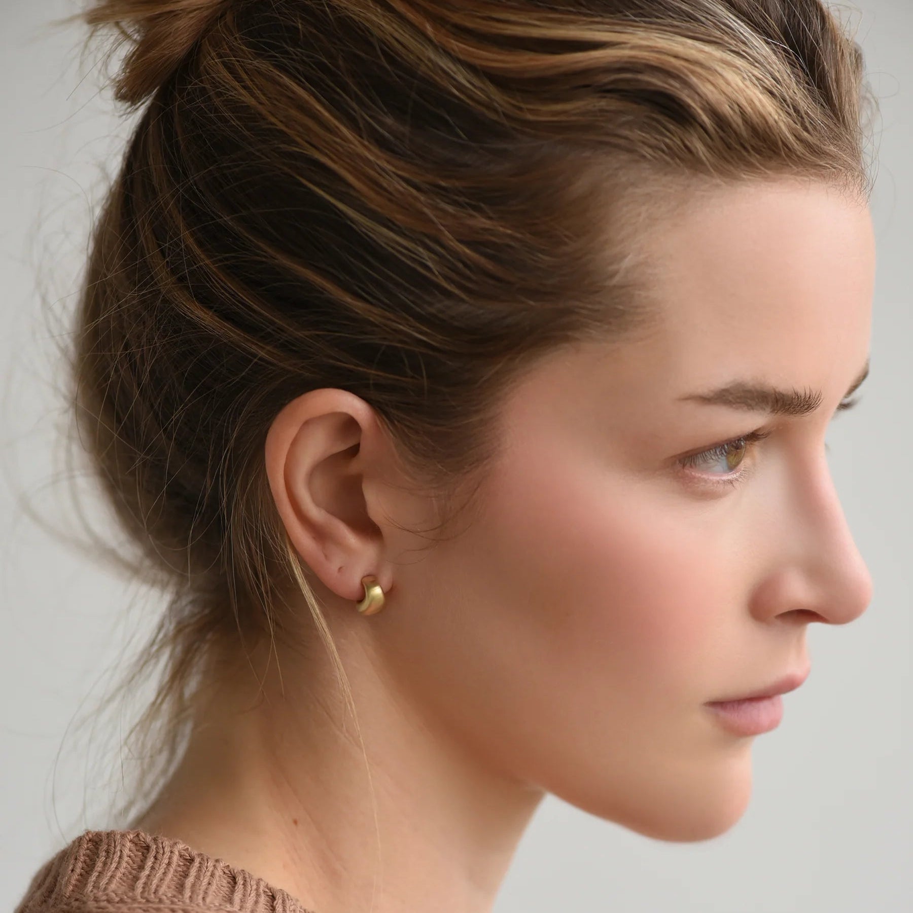 Brass Huggie Hoop Earrings