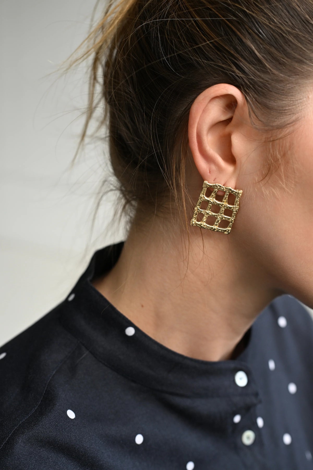 Open Grid Brass Earrings — 8.6.4 Trunk Show