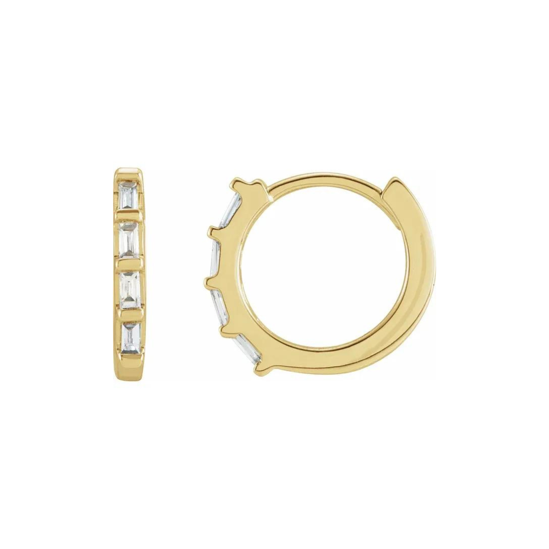 Diamond Baguette Huggie Hoops