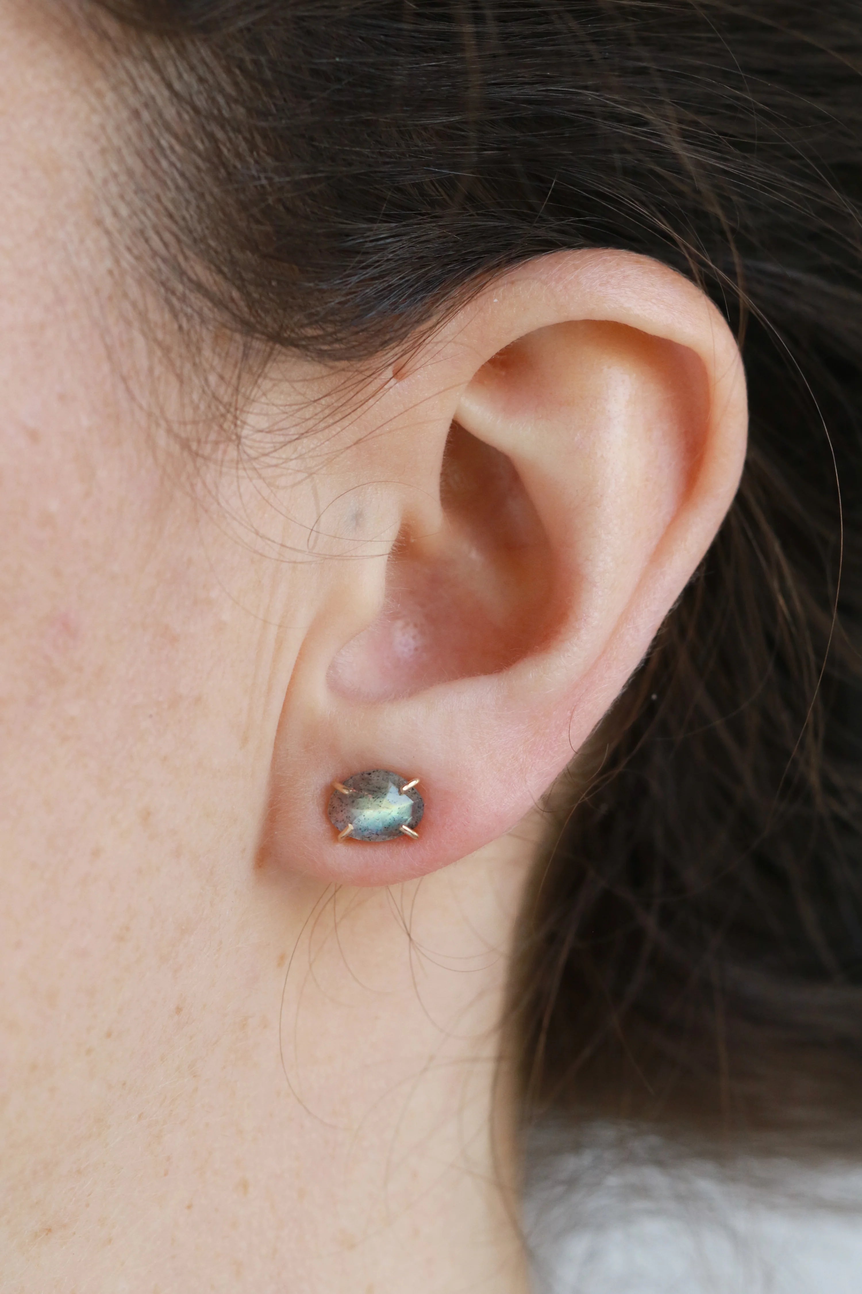 Prong Set Labradorite Stud Earrings