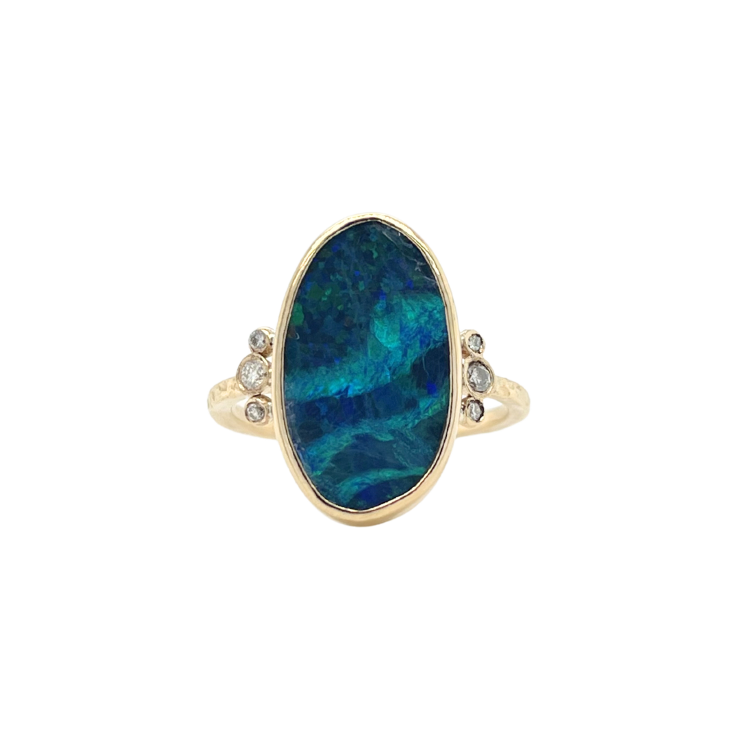 Blue Australian Opal with Diamonds