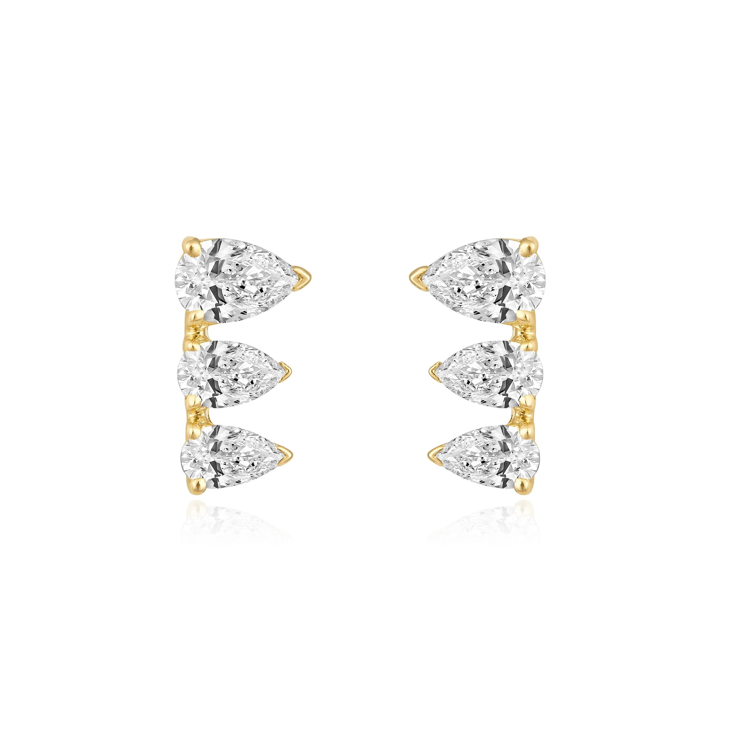 Triple Pear Diamond Stud Earrings