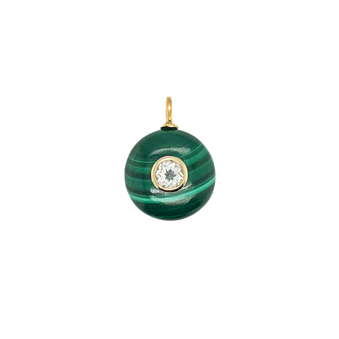 Round Malachite + White Topaz Gemmie