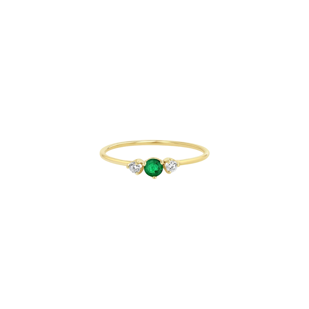 Prong Diamonds & Emerald Ring