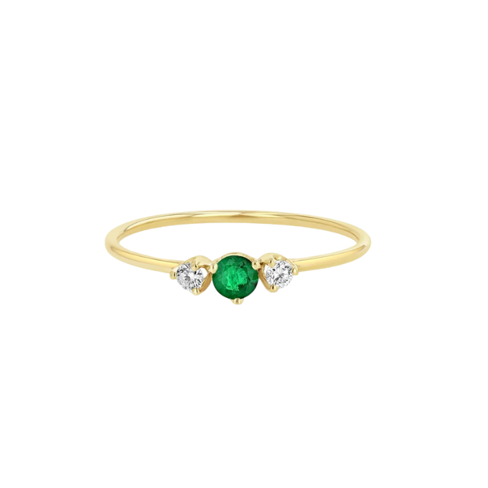 Prong Diamonds & Emerald Ring
