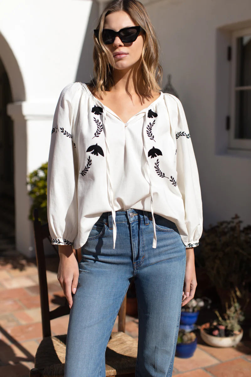 Lucy Dove Embroidery Blouse - Salt Organic