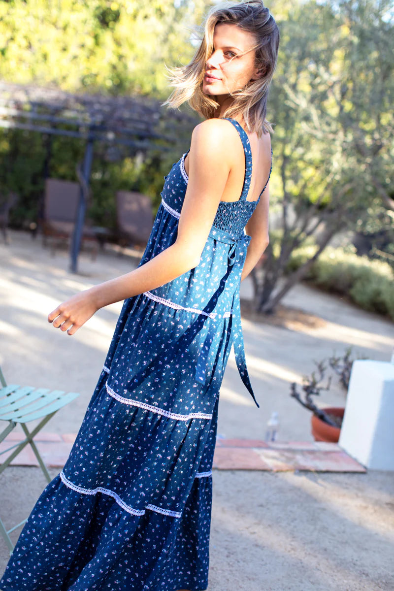 Tiered Maxi Dress - Anne Flowers Majolica