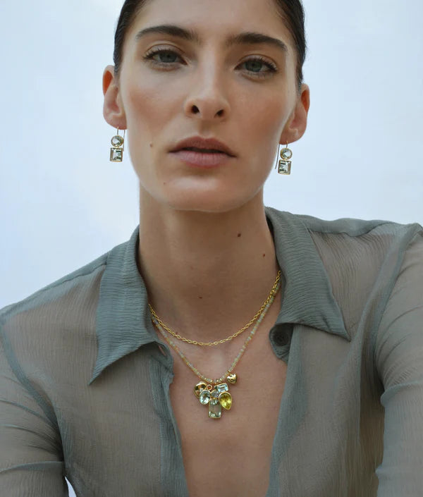 Teardrop Charm - Sky Blue Topaz + Lemon Quartz — Charm + Chain Trunk Show