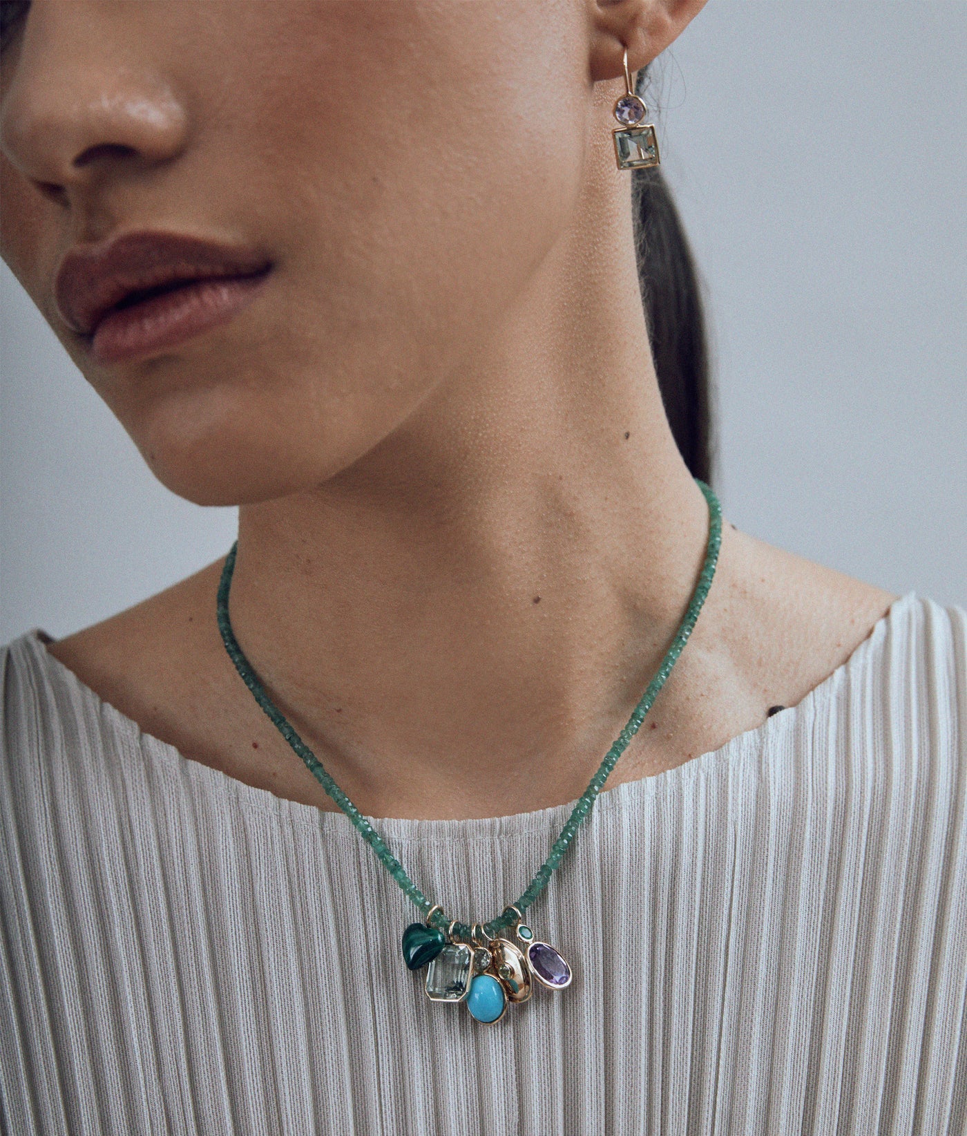 Puffy Malachite Heart Charm — Charm + Chain Trunk Show