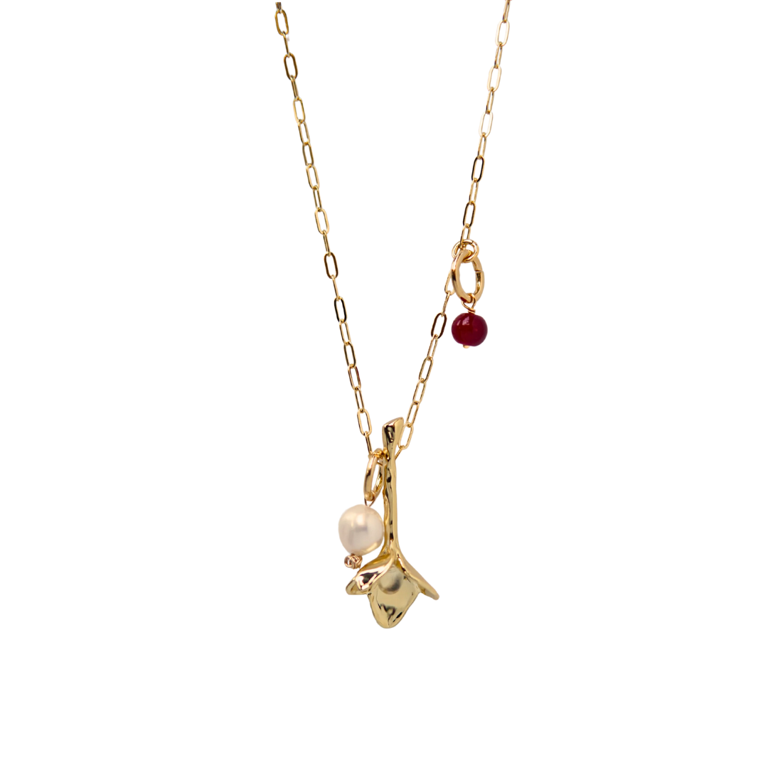 Flora Pendant Necklace - Red