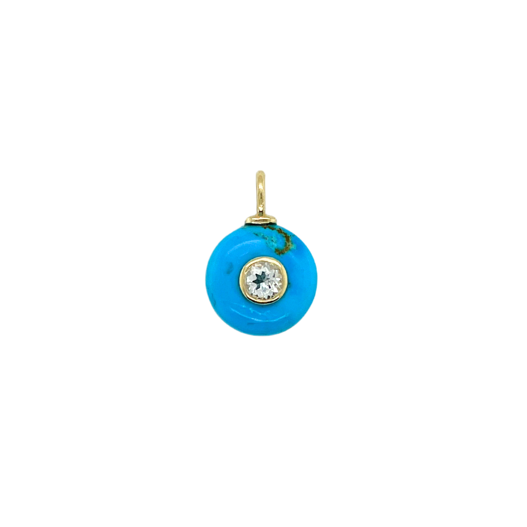 Blue Turquoise + White Topaz Gemmie Charm