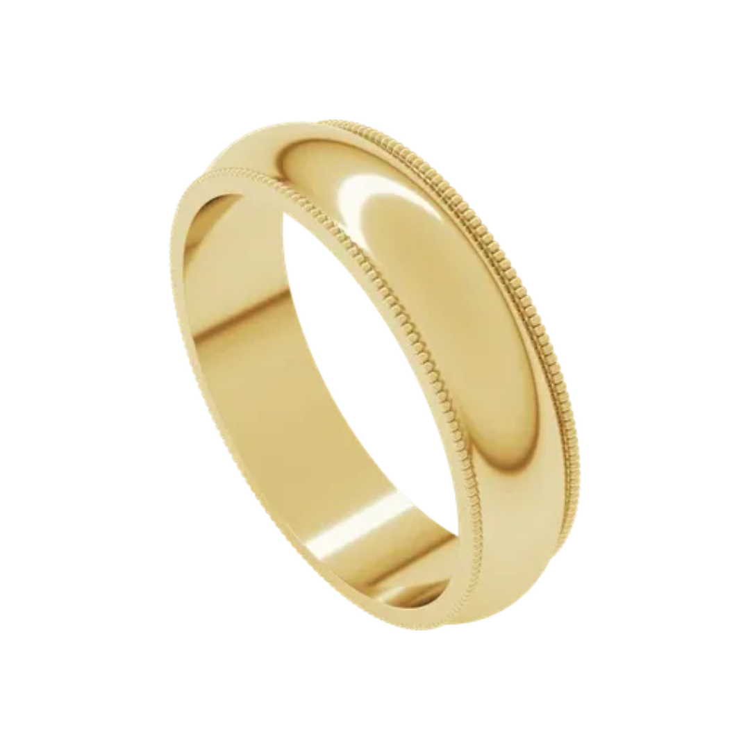 Milgrain Edge Half Round Band