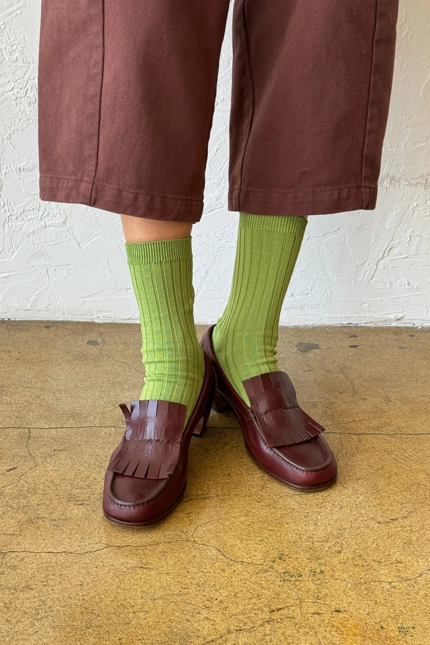 Le Bon Shoppe Her Socks - Mercerized Combed Cotton Rib - Cactus